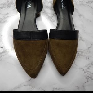 Womens Qupid Olive Black Flats Suede Sz 10